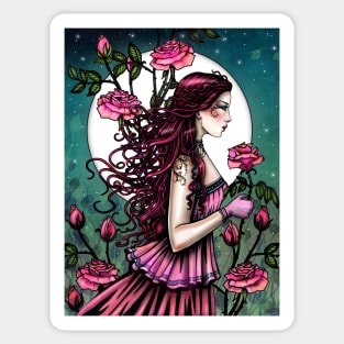 Spanish Rose Maiden Bohemian Woman Fantasy Art by Molly Harrison Sticker